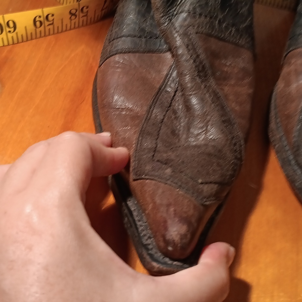 Stetson Dark Brown Western Boots with Tan Cross Size 9.5 - Picture 10 of 11